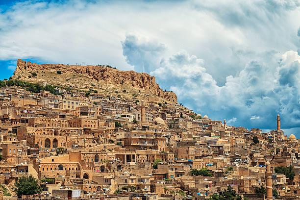 Old City in Middle East with amazing cloudscape in Mardin (Mesopotamia) Turkey